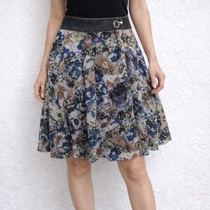 Vintage goth Floral Print Women's Skirt skulls punk steampunk shabby chic 28